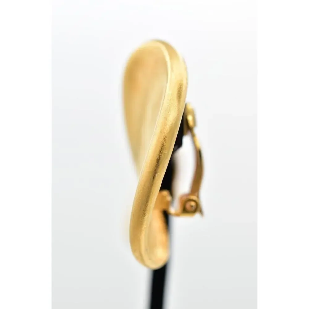 Anne Klein Vintage Clip On Earrings Brushed Gold Chunky Unsigned 1980s BinBF